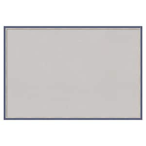 Theo Blue Narrow Wood Framed Grey Corkboard 37 in. x 25 in. Bulletin Board Memo Board