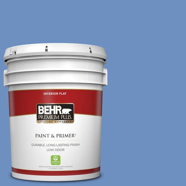 BEHR PREMIUM PLUS 5 gal. #590B-5 Purple Hyacinth Flat Low Odor Interior Paint & Primer