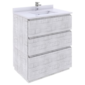 Formosa 30 in. W x 20 in. D x 35 in. H Bath Vanity in Rustic White with White Vanity Top with White Single Sink