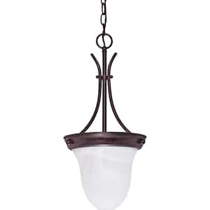 Nuvo 100-Watt 1-Light Old Bronze Shaded Pendant Light with Alabaster Glass Shade, No Bulbs Included