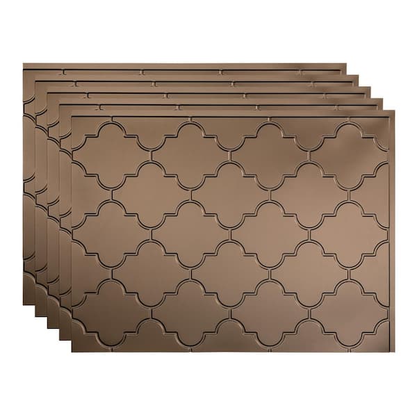 Fasade 18.25 in. x 24.25 in. Monaco Vinyl Backsplash Panel in Argent Bronze (5-Pack)