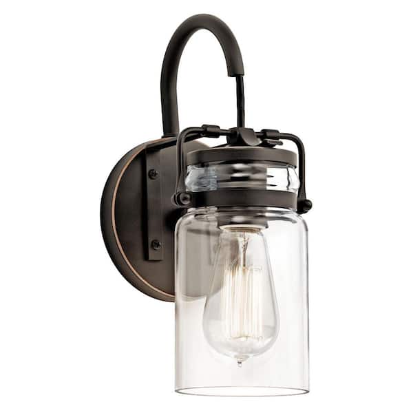 Brinley 1-Light Olde Bronze Bathroom Indoor Wall Sconce Light with Clear Glass Shade