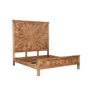 Jordan Brown Wood Frame King Panel Bed with Solid Wood