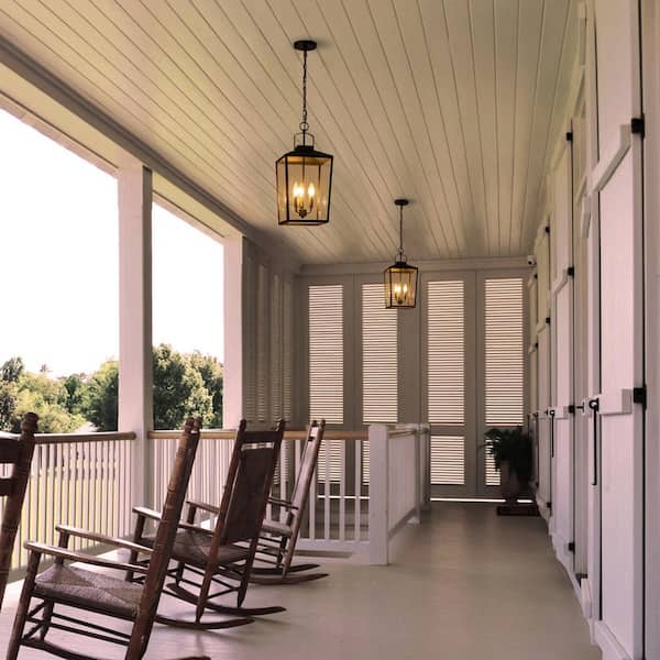 21.25 in. 3-Light Black Dimmable Outdoor Pendant Light with Clear Glass Shade and No Bulbs Included