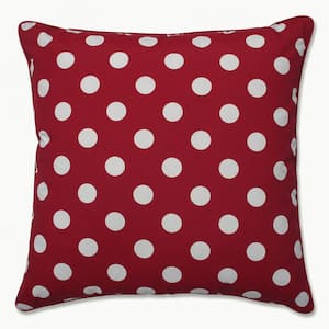 Polka Dot Red Square Outdoor Square Throw Pillow