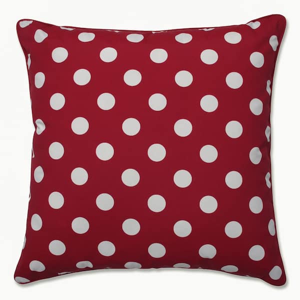 Pillow Perfect Polka Dot Red Square Outdoor Square Throw Pillow