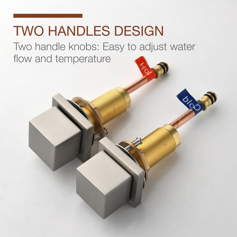 Brushed Nickel Waterfall Widespread 2-Handle Bathroom Faucet