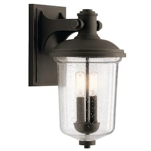 Harmont 16 in. 2-Light Olde Bronze Outdoor Hardwired Wall Lantern Sconce with No Bulbs Included (1-Pack)