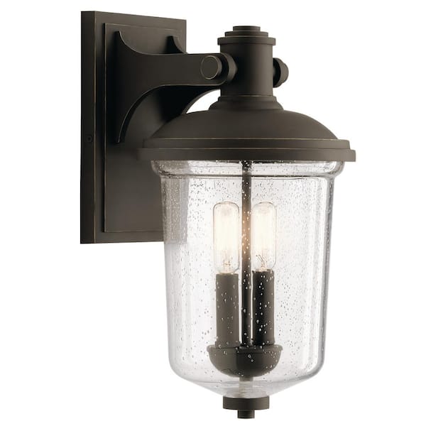 KICHLER Harmont 16 in. 2-Light Olde Bronze Outdoor Hardwired Wall Lantern Sconce with No Bulbs Included (1-Pack)