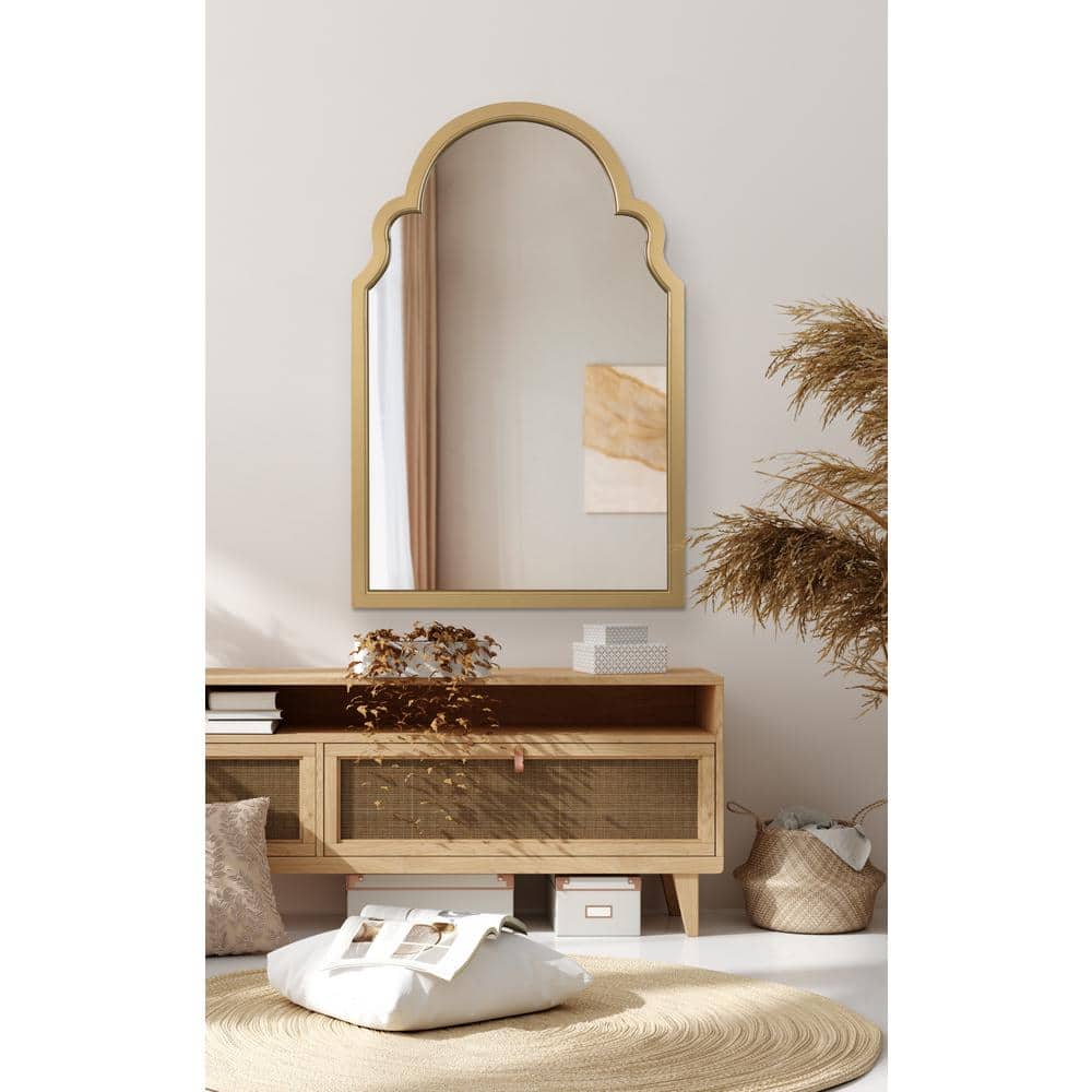 Gold Moroccan-Inspired Arched Wall Mirror with Scalloped Edges