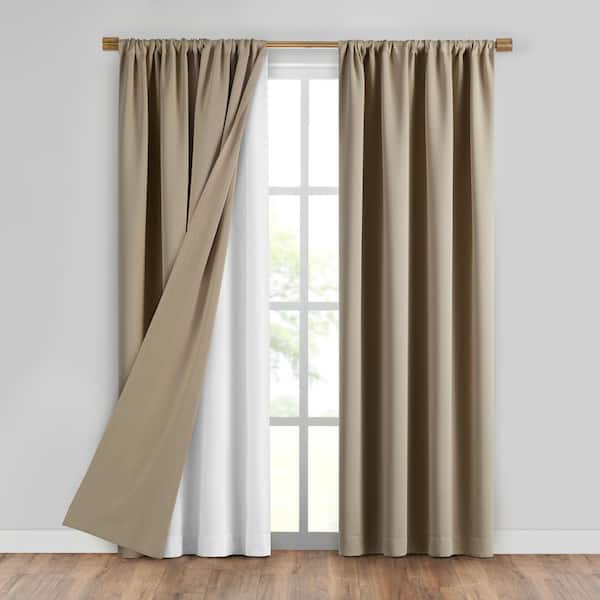 Elrene SunVeil White Solid Polyester Draft Stop 40(in)X60(in) Rod Pocket/Hook Loops Extra Wide Thermal Curtain Liner