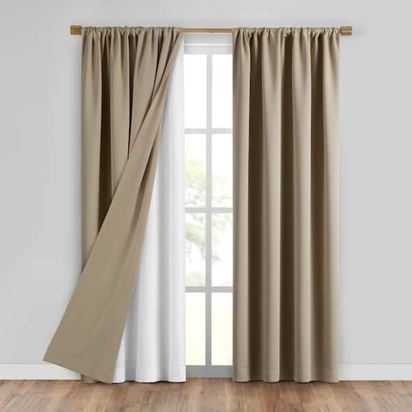 Elrene SunVeil White Solid Polyester Draft Stop 40(in)X92(in) Rod Pocket/Hook Loops Extra Wide Thermal Curtain Liner