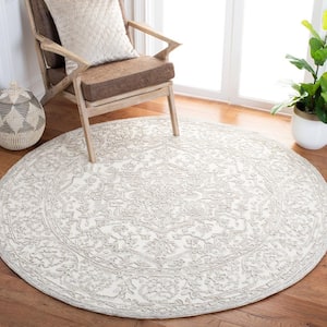 Trace Ivory/Natural 6 ft. x 6 ft. High-Low Round Area Rug