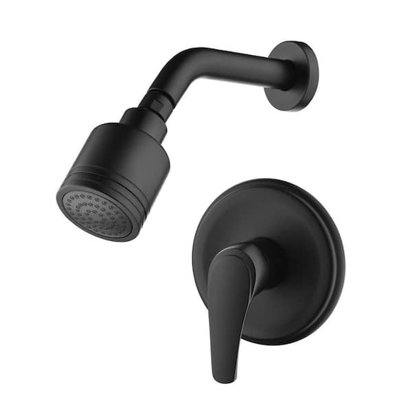 Zalerock Single-Handle 1-Spray Shower Faucet with 1.8 GPM Wall Mount in Black (Valve Included)