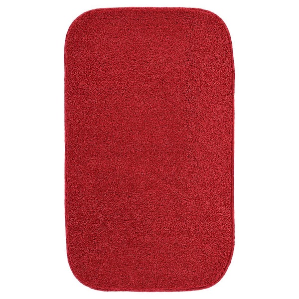 Garland Rug Gramercy 20 in. x 34 in. Classic Red Solid Color Plush Polypropylene Rectangle Bath Rug