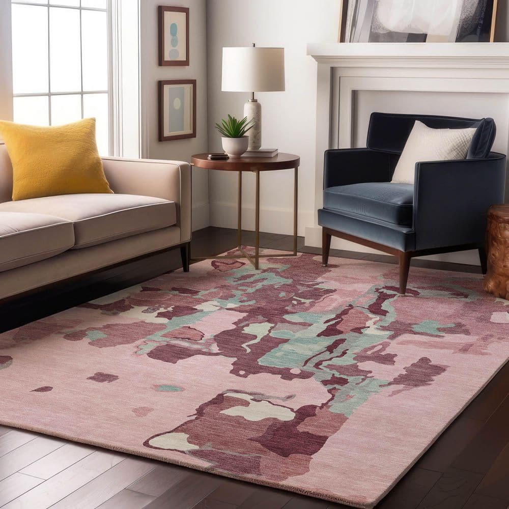 Mayfield Premium Machine Washable Abstract AMF1028 Pink 9 ft. x 12 ft. Area Rug price history on PriceWatchPro
