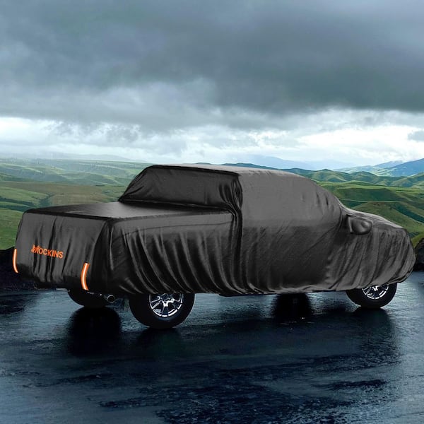 235 in. x 80 in. x 77 in. Extra Thick Heavy-Duty Waterproof Pickup Truck Car Cover - 250g PVC Cotton Lined - Black
