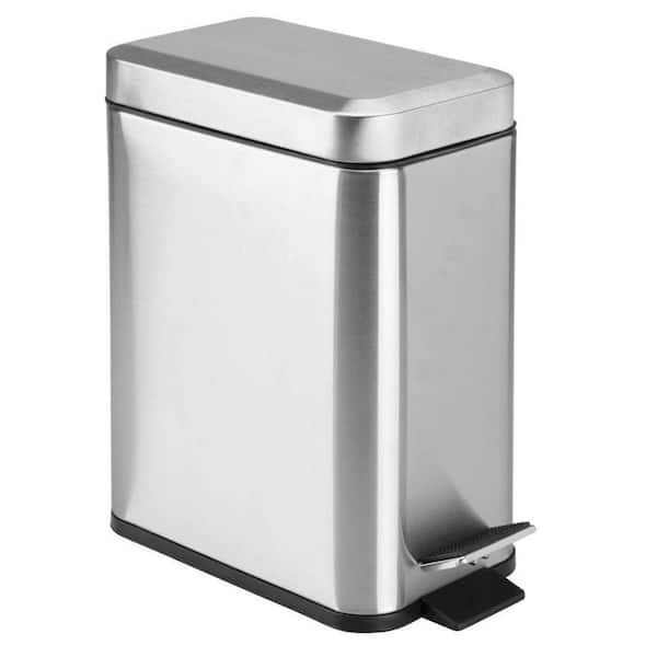 Dracelo 1.3 Gal. Bathroom Small Metal Lidded Step Trash Can with Removable Liner Bucket in Brushed