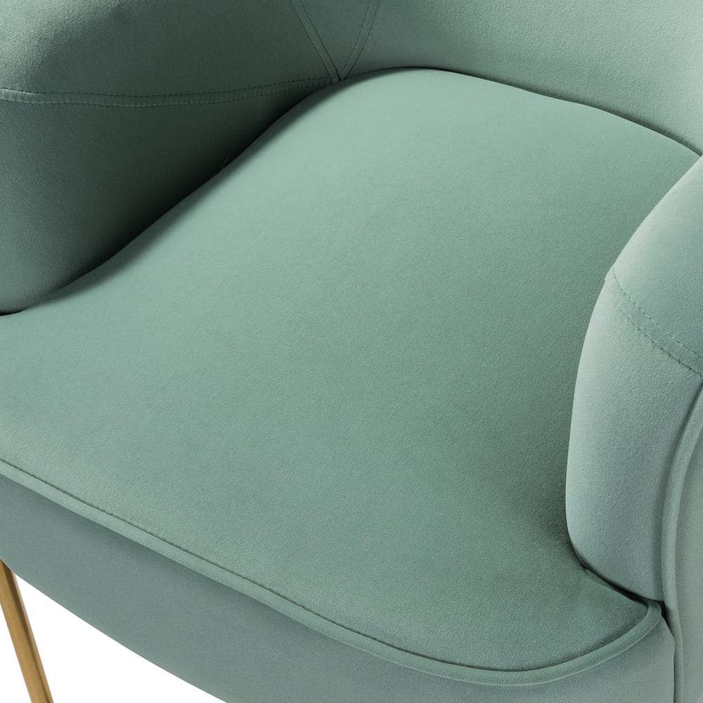 Sage Velvet Accent Chair with Gold Metal Legs