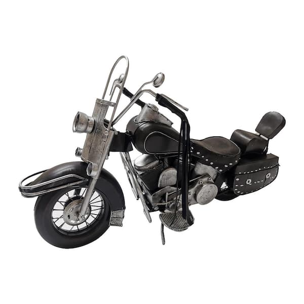 PETERSON ARTWARES Black 16 x 5 x 10 in. Metal Model Motorcycle