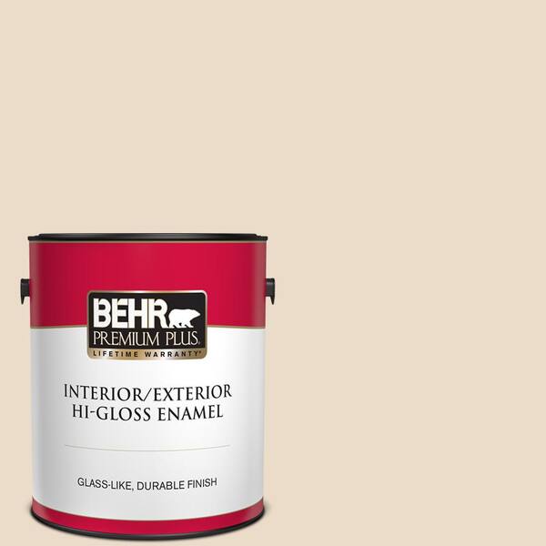 BEHR PREMIUM PLUS 1 gal. #N260-1 Vanilla Mocha Hi-Gloss Enamel Interior/Exterior Paint
