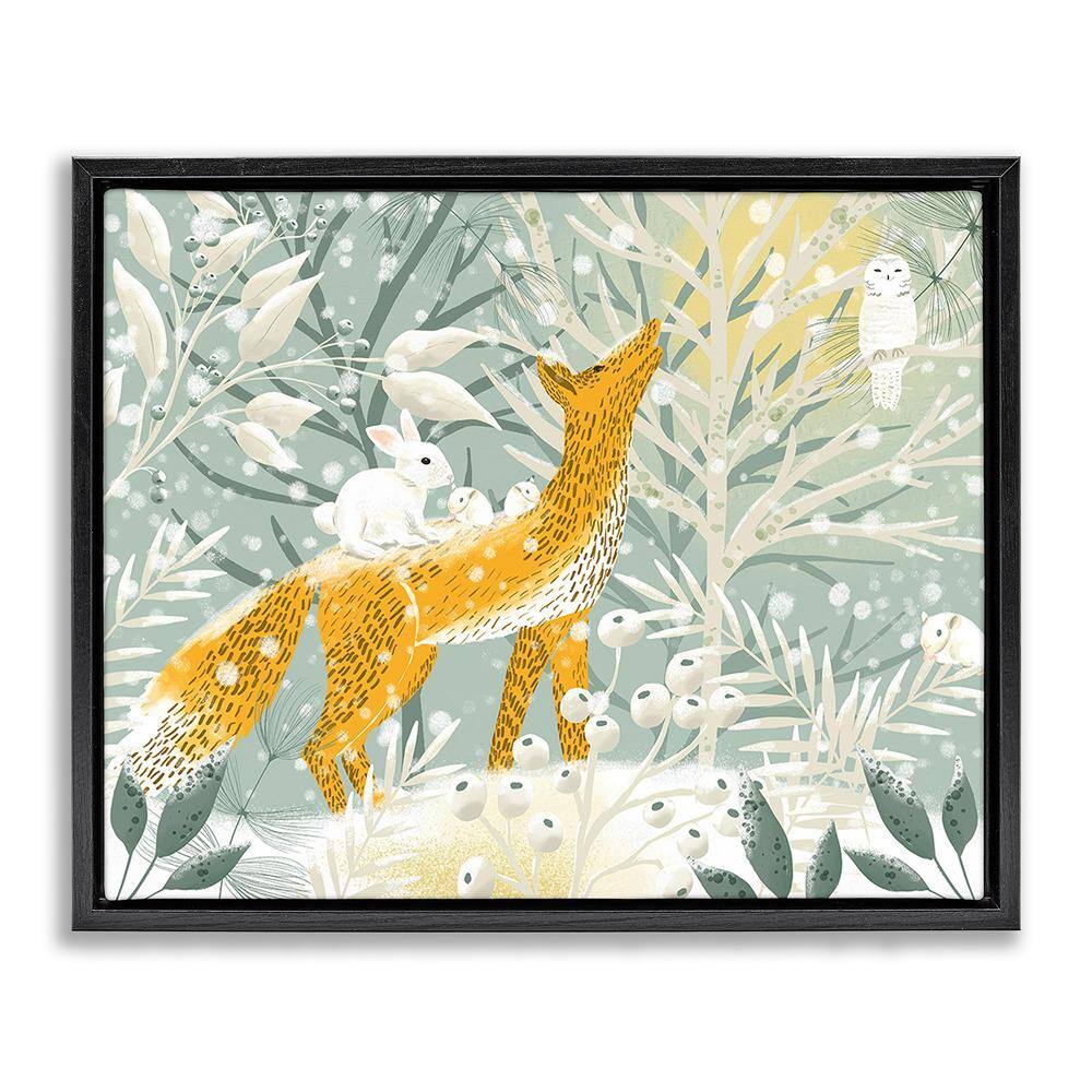 Winter Forest Animals by Ginger Deverell 1 Piece Floater Frame Graphic Print Animal Poster Art Print 31 in. x 25 in.