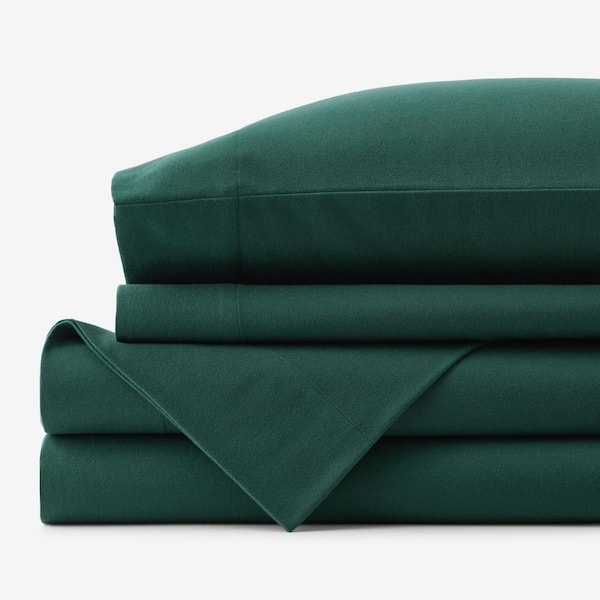 The Company Store Legends Hotel 3-Piece Hunter Green Velvet Flannel Twin XL Sheet Set