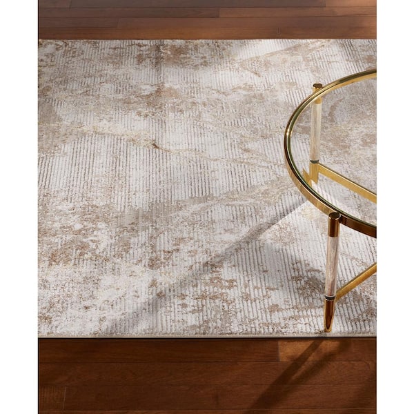 Luxe Opaline Bold Marble Taupe 5 ft. x 7 ft. Area Rug