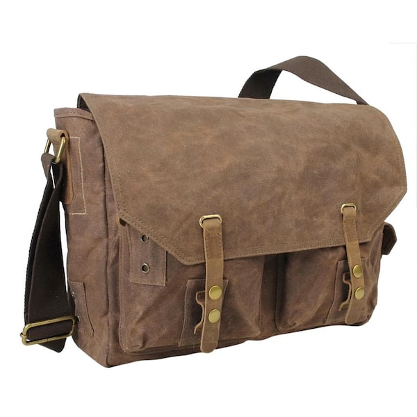 Vagarant 15 in. Casual Style Messenger Laptop Bag with 15 in. Laptop Compartment. Coffee Brown