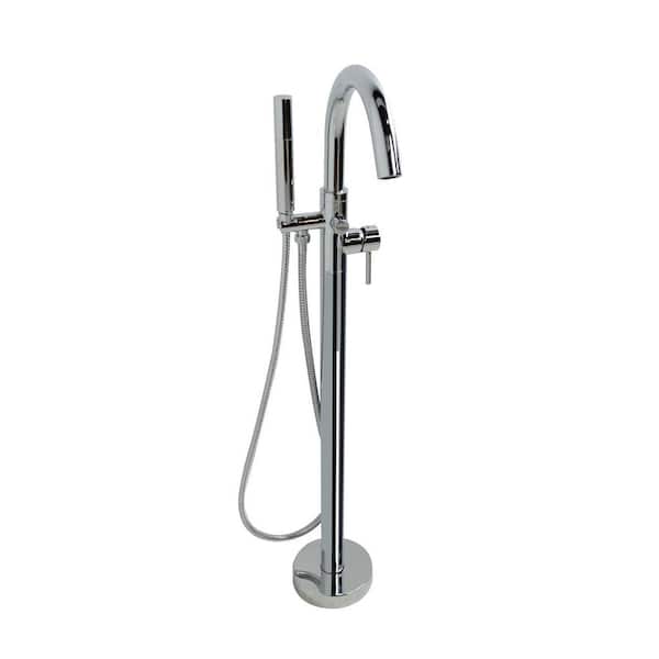 Universal Tubs Clarity Series 2-Handle Freestanding Claw Foot Tub Faucet with Handshower in Polished Chrome