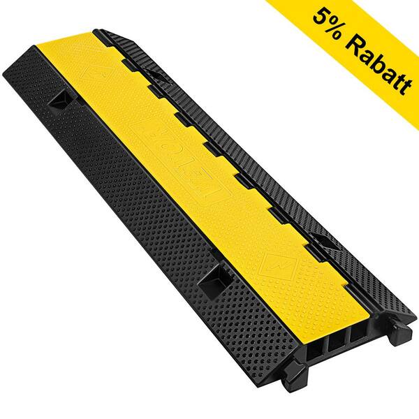 VEVOR 40.5 in. x 12 in. x 2.2 in. Speed Bump 3-Channel Rubber Cable Protector Ramps, 1-Pack