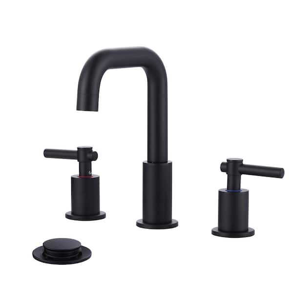 Glide 8 in. Widespread Double Handle Bathroom Faucet in Matte Black