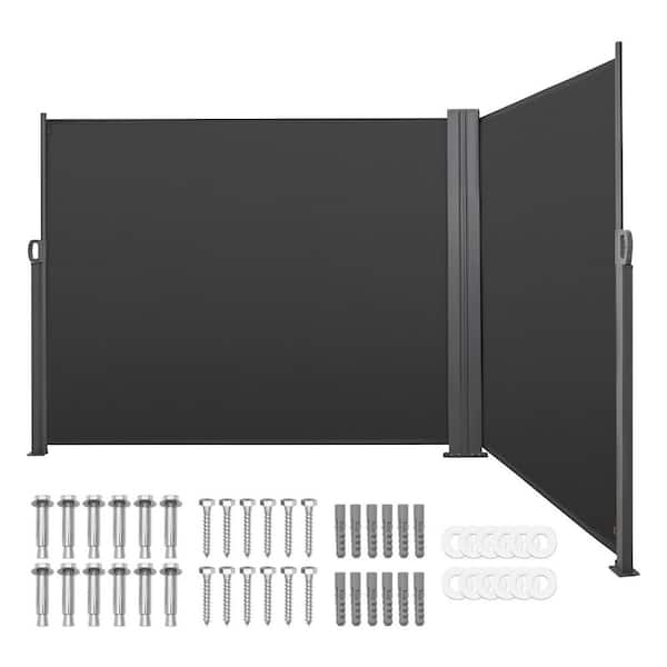 Retractable Side Awning, Water-Resistant Sunshade, 71 in. x 236 in. Outdoor Privacy Screen with Durable Polyester Fabric