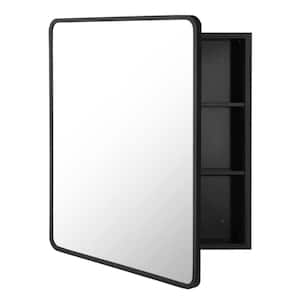 24 in. W x30 in. H Rectangular Black Recessed/Surface Mount Medicine Cabinet with Mirror