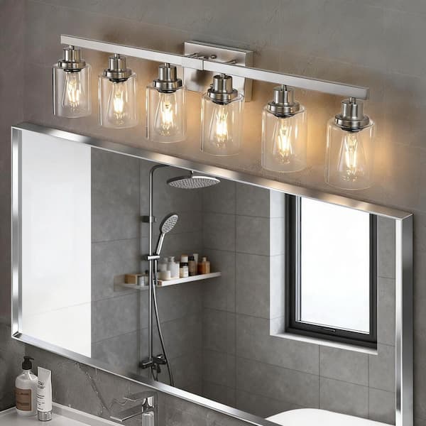 37 in. 6 Light Bathroom Vanity Light, Brushed Nickel Wall Sconce for Mirror Dressing room, Bulbs not Included