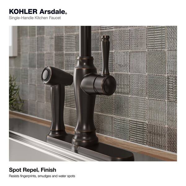 Arsdale Single-Handle Standard Kitchen Faucet in Oil-Rubbed Bronze with On-Deck Sidespray Arsdale Single-Handle Standard Kitchen Faucet in Oil-Rubbed Bronze with On-Deck Sidespray