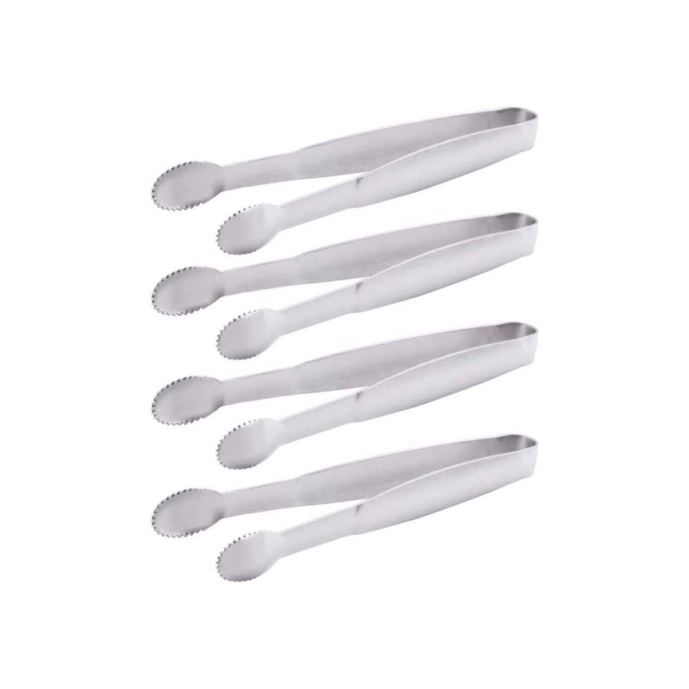 Silver Mini Appetizer Tongs Stainless Steel 5 in. Serrated Edge Small Serving Tongs Multi-Purpose Set of 4