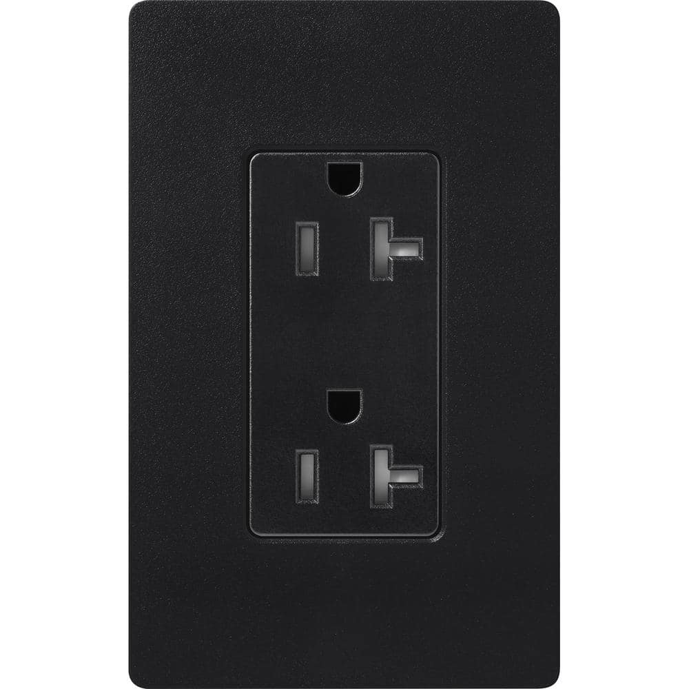 Midnight Black Tamper-Resistant Duplex Receptacle with Wall Plate
