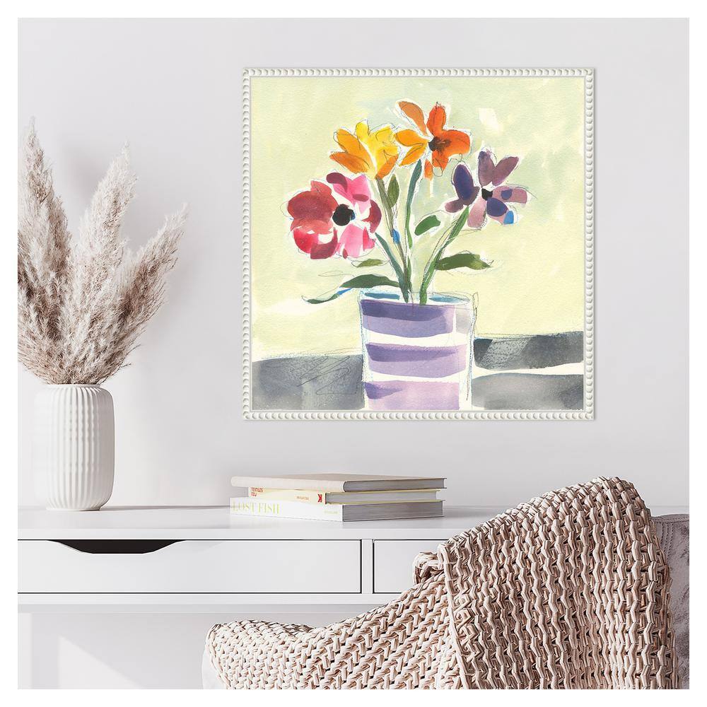 Morning Flowers Vibrant Canvas Art with White Floater Frame