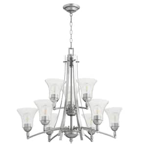 Aspen 9-Light Classic Nickel Chandelier with Clear Seeded Glass