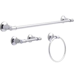 Chamberlain 3-Piece Bath Hardware Set with 24 in. Towel Bar, Toilet Paper Holder, Towel Ring in Polished Chrome