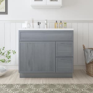 36 in. W x 21 in. D x 32.5 in. H 2-Right Drawers Bath Vanity Cabinet without Top in Smoky Gray