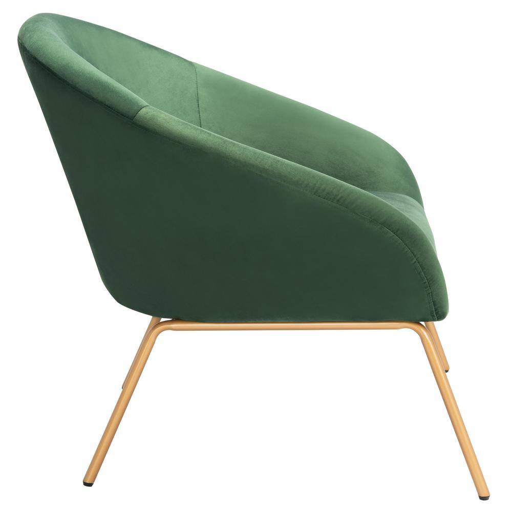 Malachite Green Velvet Accent Chair with Slim Gold Legs