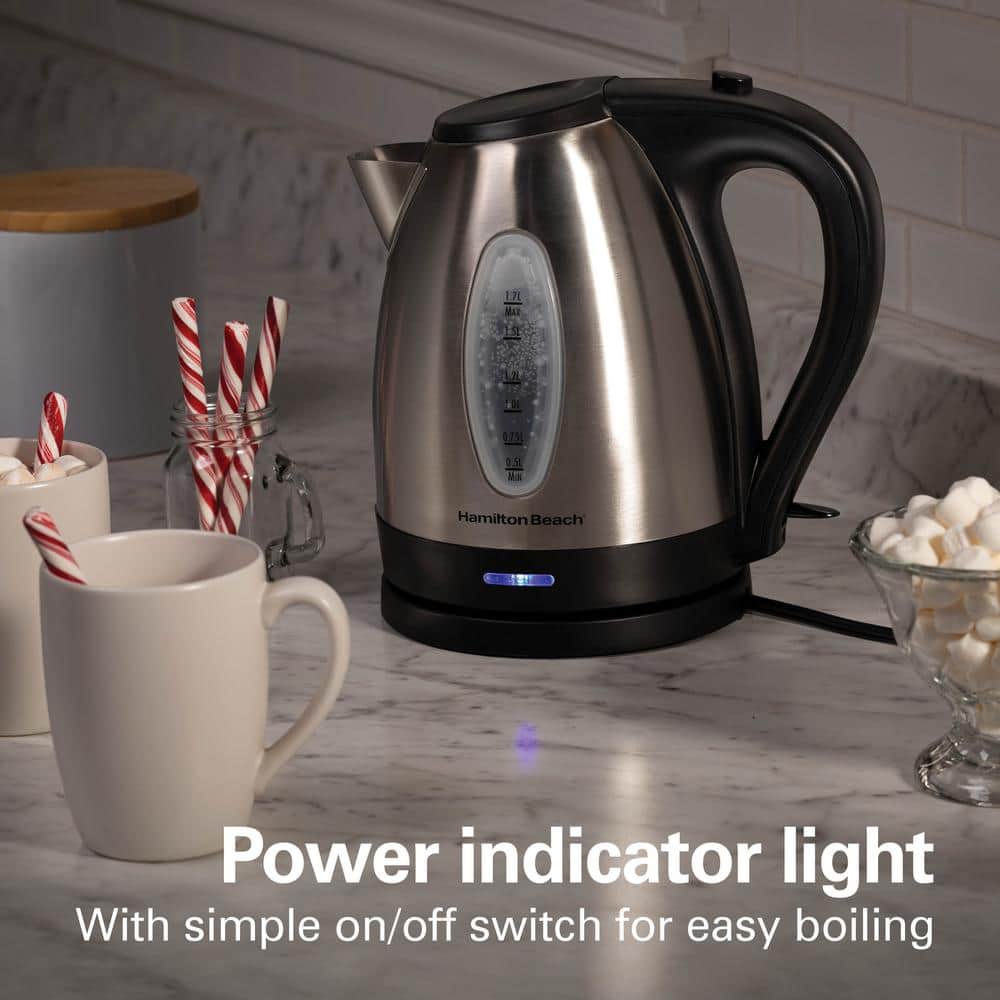 Hamilton Beach 1.7L Silver Stainless Steel Electric Tea Kettle