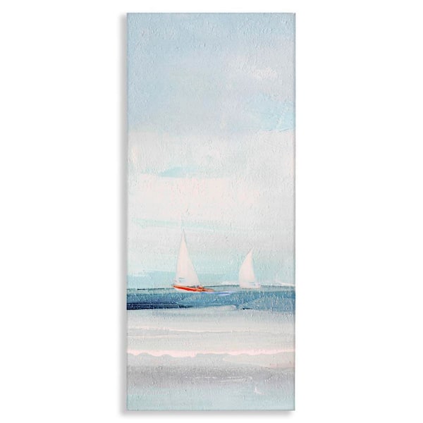 Stupell Industries Sailboat Pair Floating by Sally Swatland Unframed Coastal Graphic Art Print 48 in. x 20 in.