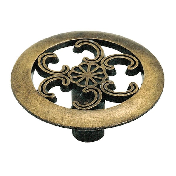 Amerock Allison Value 1-1/2 in (38 mm) Diameter Antique Brass Round Cabinet Knob