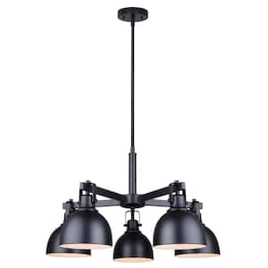 Polo 5 Light Matte Black Modern Chandelier for Dining Rooms and Living Rooms