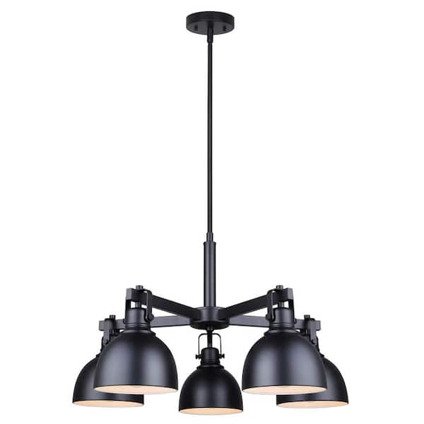 CANARM Polo 5 Light Matte Black Modern Chandelier for Dining Rooms and ...