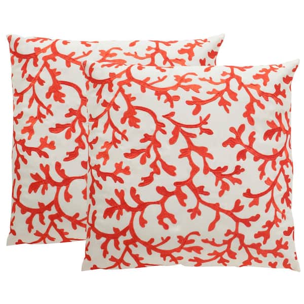 Safavieh Coral All Over Soleil Square Outdoor Throw Pillow (Pack of 2)