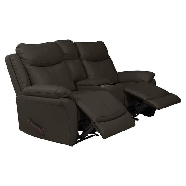 ProLounger Espresso Brown Tuff Stuff Fabric 2-Seat Wall Hugger Recliner Loveseat with Power Storage Console